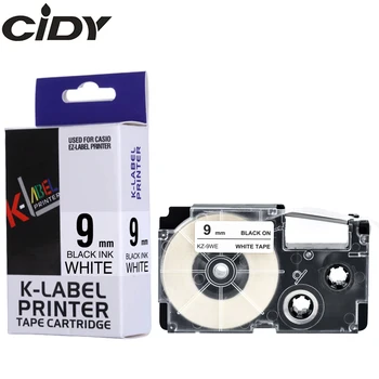 CIDY 10pcs Kompatibilné XR 9WE XR9WE 9 mm Čierna na Bielej Pásky Kazety XR-9WE pre Casio label maker KL-120 KL-100 KL-780 KL1500