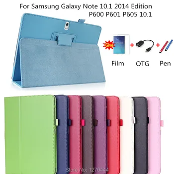 Litchi kože PU Kožené stojan flip prípadoch ochranný kryt Pre Samsung Galaxy Note 10.1 Edition P600 P601 P605 Tablety prípade