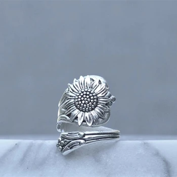 Nové Módne Slnečnice Daisy Krúžok Wild Flower Lyžice Prstene pre Ženy, Svadobné Zásnubný Prsteň Boho Šperky Žena Bijoux