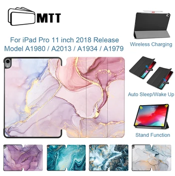 MTT 2018 Mramoru Tablet Case For iPad Pro 11 palcový Magnetické PU Kože Flip vyklápacieho krytu Smart Cover Ochranné Funda A1980 A1979 A2013