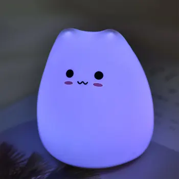 Farebné LED Nočné Svetlo Zvierat Mačka stype Silikónové Mäkké Dýchanie Cartoon Baby Škôlky Čítanie pre Deti Darček