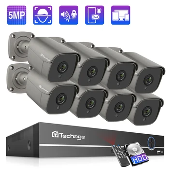 Techage 8CH 5MP POE NVR kamerovým Systémom obojsmerné Audio Záznam IP Kamera Vnútorné Vonkajšie CCTV kamerový Auta