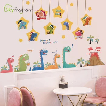 Roztomilý malý dinosaurus stenu, nálepky zmes samolepiace deti miestnosti dekorácie spálňa decor domov pozadí steny dekor