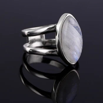Dámske Šperky 925 Sterling Silver Ring Prírodné Moonstone Kôň Očí 9 * 17 MM Krúžok Žien Zapojenie Svadobné Party Výročie