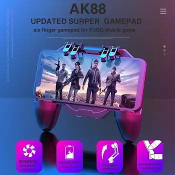 EastVita Ovládač Radiča AK88 Šesť Prstov All-In-One Gamepad pre PUBG IOS Android L1 R1 Vyvolať Prevádzkové Gamepad