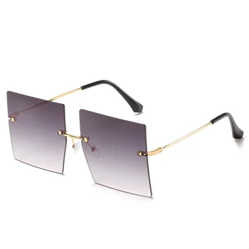 Námestie Slnečné Okuliare Ženy 2020 Nové Luxusné Módne Značky Flat Top Červená Modrá Jasný Objektív Nadrozmerné Bez Obrúčok Mirro Mužov Gafas Okuliare
