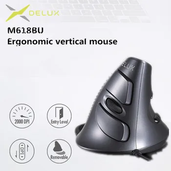 Delux M618 BU Ergonomické Vertikálne Myši 6 Tlačidiel 800/1200/1600 DPI Optické Pravej Myši s Zápästí mat Pre PC, Notebook