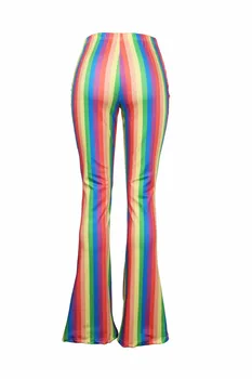 2018 Obličkového nohavice Rainbow Pruhované Tlač office Módne Letné Boho České Ženy Lady OL Pláži Bežné Široké nohavice Legíny