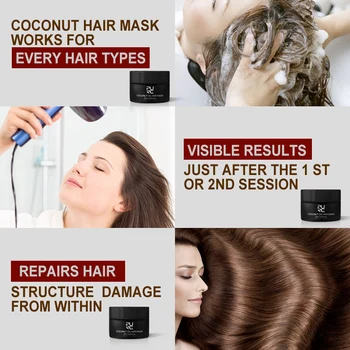 PURC 50 ml Kokosového Oleja Maska na Vlasy Opravy Poškodenie Obnoviť Mäkké Dobré alebo Všetky Typy Vlasov Keratín Hair & vlasovej Pokožky pre Starostlivosť o Vlasy