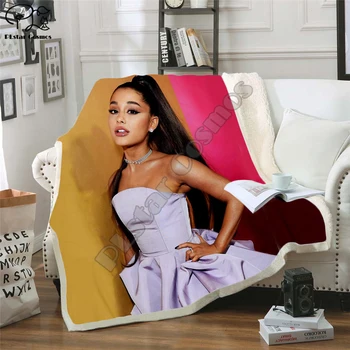 Ariana Grand Fleece Deka Plyšové 3d Vytlačené pre Dospelých Gauč Sherpa Fleece prehoz cez posteľ Zábal Hodiť Deka štýl-1