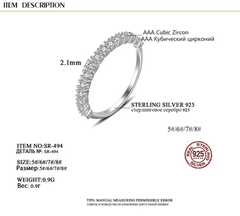 CZCITY Svadobné Zapojenie Večnosti Prstene pre Ženy, Jemné Šperky 925 Sterling Silver Ring Kolo CZ Bijoux Femme Milenca Darček SR-494