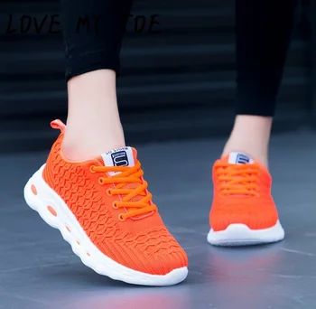 2021 Orange Bežné Lietať Priedušná Oka Tenisky Chaussure Femme Šport Platforma Dámy Školiteľov Topánky Pre Ženy Zapatos Mujer