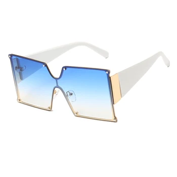 Nové Módne Nadrozmerné Okuliare Ženy Muži Kovové Gradient Slnečné okuliare Luxusné Námestie Slnečné Okuliare UV400 Odtiene gafas de sol
