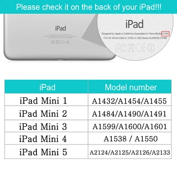 Prípad tabletu Apple iPad Mini 1 2 3 4 5 7.9 auto wake spánku smart cover magnetické funda iPad Mini a 2. 3. 4. a 5. Generácie