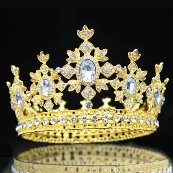 Crystal Svadobné Tiaras a Koruniek Pre Ženy, Kráľovná, Kráľ Diadem Headpiece Lady Prom Vlasové Ozdoby Nevesta Vlasy, Šperky, Doplnky