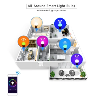TUYA LED Wireless WiFi Smart Svetlo Bulb12W 15W Multicolor Stmievateľné Kompatibilný so Alexa&Google Asistent pre Domáce,Party,Etapa
