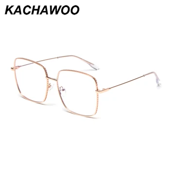 Kachawoo modré svetlo blokuje okuliare námestie nadrozmerné mens predpis okuliarov, optických rámy ženy retro full metal gold