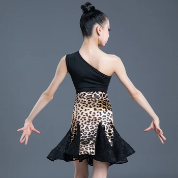 Nové Latinské Tanečné Šaty Dievčatá V Lete Odbornej Prípravy Cvičenie Oblečenie Leopard Tlač Výkon Nosenie Výkon Oblečenie