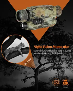 BOBLOV PJ2 Infračervené Digitálne Nočné Videnie Ďalekohľady 16 GB TF karty, full dark 5X32 150Y Rozsah Lovu Monokulárne Lov Fotoaparát