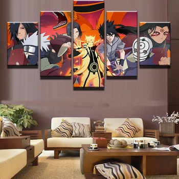 5 Ks Modulárny Obrázok Naruto Animovaných Postáv Plagáty Tlačiť Wall Art Obrázok Pre Obývacia Izba Komiksu, Maľby Domáce Dekorácie