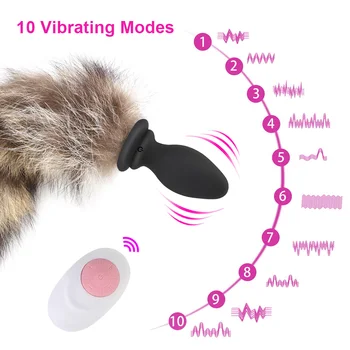 IKOKY 10 Frekvencia Diaľkové Ovládanie Sexuálne Hračky Pre Páry Riti Dilator Dospelých Hry Upozorňuje Zadok Plug Fox Chvost Análny Plug Vibrátor