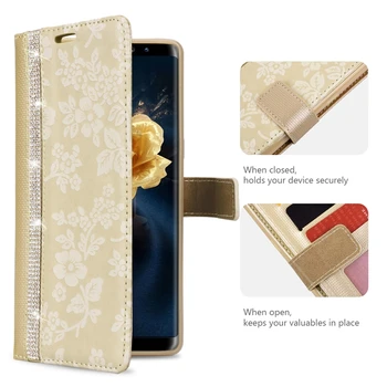 Luxusné PU Kože Flip puzdro Pre Samsung Galaxy A3 A5 2017 obal Pre Samsung Poznámku 8 Prípadoch Kryt Peňaženky Diamond Bling Card