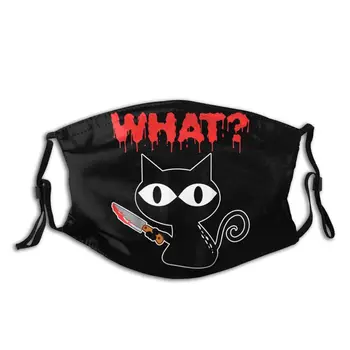 Vtipné Čierna Mačka, Čo Priedušná Masku na Tvár Vražedné Mačka S Nožom Masky s Filtrami ochranný Kryt Respirátor Úst-Utlmiť
