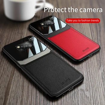 KEYSION Módne Shockproof Prípade pre Xiao POCO X3 NFC M3 Kožené Zrkadlo Tvrdeného Skla Telefónu Zadný Kryt pre POCO F2 M2 Pro X2