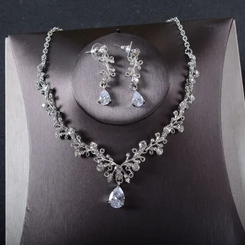 SLBRIDAL Drahokamu Cubic Zirconia Kvetinové Svadobné Šperky Nastaviť Svadobné CZ Náhrdelník Nastavenie Strany Šperky Set Družičky Ženy Šperky