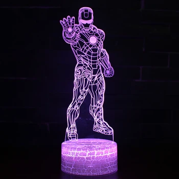 Superhrdina Iron Man téma 3D Lampa LED nočné svetlo 7 Farieb Zmeniť Dotyk Náladu Lampa Vianočný darček Dropshippping