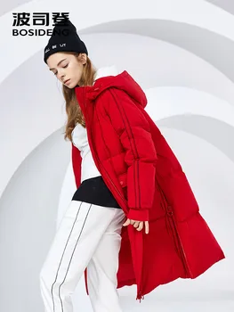 BOSIDENG zimné dlhé dole kabát pre ženy zahustiť nadol bunda s kapucňou nepremokavé vysokej kvality windbreaker B80142516DS