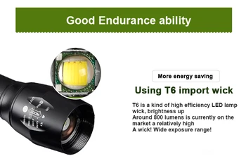 LED Baterka Ultrafire XML-T6 18650 Zoom Baterka + Q5 Mini Taktické Svietidlo Svietidlo svietidle Torch Nepremokavé Camping Svetlo