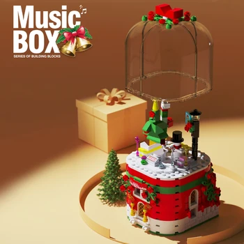 Mailackers Vianočné Dediny Nastaviť Santa Claus Údaje Music Box Stavebné Kamene, Tehly Tvorca Expert Vianočný Stromček, Hračky Pre Dieťa