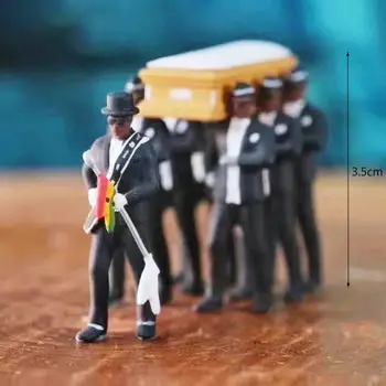 1:64 Vysokej Simulácia Plastové Ghana Pohrebu Rakva Tanec Pallbearer Tím Modelu Vynikajúce Spracovanie Akcie Obrázok Auto Dekorácií