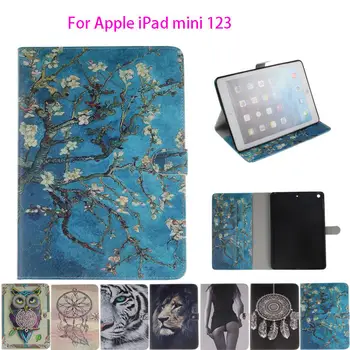 Móda Maľované Funda puzdro Pre Apple iPad Mini 1 2 3 Smart Case Kryt lev Sovy Tiger zvierat Ultra Tenký Silikónový Usne Škrupiny