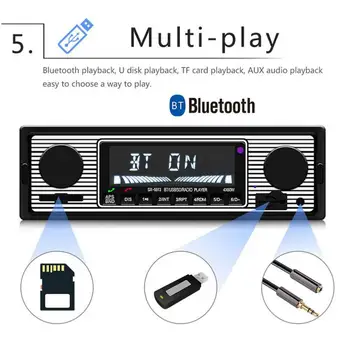 Bluetooth autorádio Vinobranie Auto Rádio Auto Stereo FM, MP3, SD, AUX MP3 Prehrávač, Stereo USB Classic Car Stereo Audio Auto Elektronika