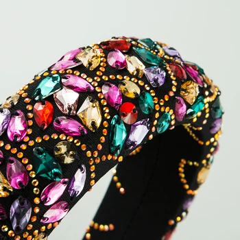 Vintage Varoque Multi Color Crystal hlavový most pre Ženy, Luxusné, Ručne Vyrobené Drahokamu Korálkové Hubky Hairband Žena Strany Headpieces