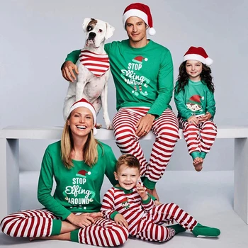 Rodina Vianoce Pyžamo Nastaviť Rodiny Zodpovedajúce Oblečenie 2020 Vianočné Oblečenie Pre Dospelých, Deti Pyžamo Set Baby Romper Sleepwear