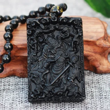 2018 Nový Náhrdelník Prívesok Prírodné Obsidian Vyrezávané Zhong Kui Amulet Vyhnať zlo Zlato Darček pre Mužov, Ženy Módne Šperky