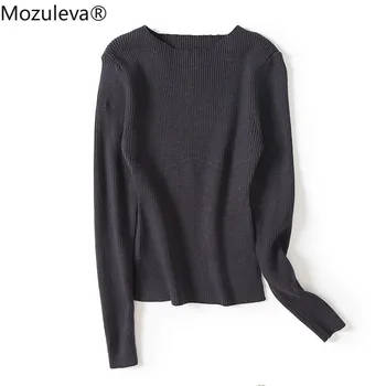 Mozuleva 2020 jeseň / zima základné klesnutie sveter mimo golier slim fit dlhý rukáv zrastov niť Pulóver farbou sveter
