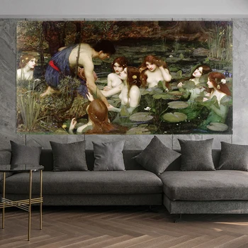 Citon William Waterhouse《Hylas a Nymfy》Plátno olejomaľba Umelecké dielo, Obraz Moderné Steny Výzdoba Domov Obývacej miestnosti Dekorácie