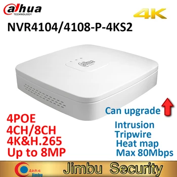 Dahua NVR 4CH NVR4104-P-4KS2 NVR4108-P-4KS2 Smart 1U 4PoE port 4K&H. 265 Lite Network Video Recorder Až Rozlíšenie 8MP