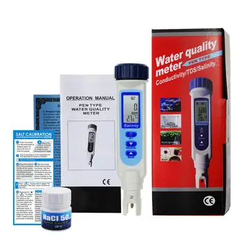 Pero Typ Salinity a Teplota Meter ATC Kalibračný Roztok Nastaviť ppm / ppt / % / S. G. 4 Jednotky Soli NaCl Kvality Vody Tester