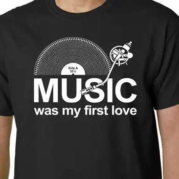 Hudba Bola Moja Prvá Láska T Shirt Lp Záznamy Dj Gramofóny Vinyl Slogan Narodeniny