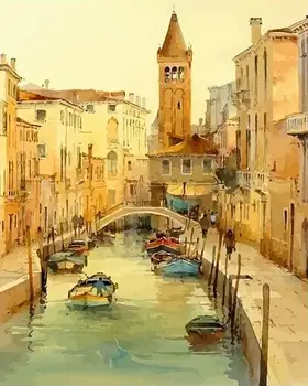 Benátky Taliansko Vody Meste a London city krajiny maľovanie podľa čísel DIY digitálne plátno, maľovanie na obývacia izba domova