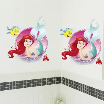 Disney Morská víla Princezná detskej Izby Škôlky, Spálne, Kúpeľňa Kúpeľňa Cartoon Nepremokavé Nálepky