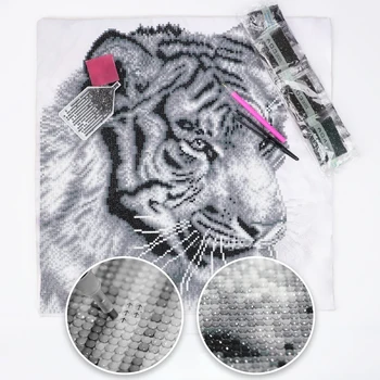 5D DIY Diamond Obrazy Kolo Vŕtať Tiger Vankúš Náhradné obliečky na Vankúš Ručné Dekor Mozaiky Cross Stitch Auta Embroide