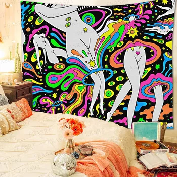 Moderné módne abstraktné umenie sexy dievča fantasy jungle Umenie Tapisérie pre Spálne, Obývacia Izba Koľaji Domáce dekorácie na stenu zavesenie
