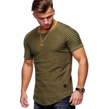 2020 Nové Módne jednofarebné pánske T Shirt Mens Krátke Rukávy Prúžok Násobne Slim Fit Lumbálna Bežné tee tričko muž Topy Tees M-3XL