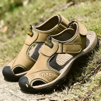 SHANTA Mužov Sandále 2019 Nové Skutočné Cowhide Kožené Muž Letné Topánky Vonkajšie Pláži Papuče Bežné Sandále Sandalen